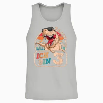 Ich Bin 3 Dinosaurier 3 Jahre Dino 3. Geburtstag Junge Party Unisex Tank Top - Ash