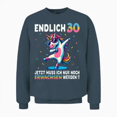 30th Birthday Gifts Woman Man Party Outfit Unicorn T-Shirt, Black Unisex Sweatshirt - Dark Heather