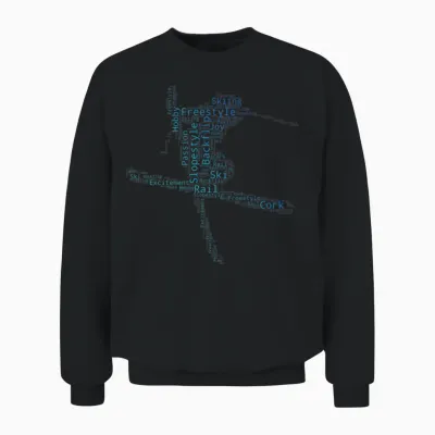 Ski Freestyle Children's Stunt Ski Boys Men Skier T-Shirt, Black Unisex Sweatshirt - Black
