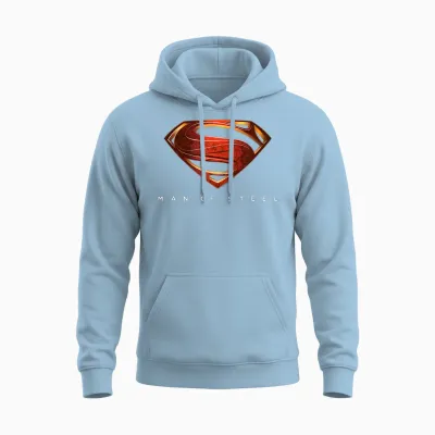Superman Man of Steel New Logo Unisex Hoodie - Light Blue