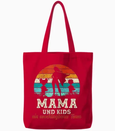 Team Mama Kids Kinder Superheld Muttertag Stolze Super Mama Tote Bags - Red