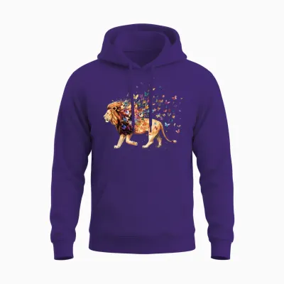 Löwe Safari Schmetterlinge Tier Unisex Hoodie - Purple