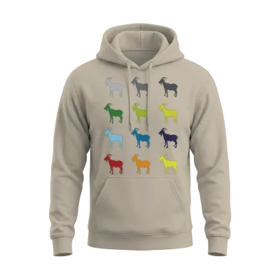 Neon Pop Art Retro Goat Animal Gift Idea Unisex Hoodie - Sand