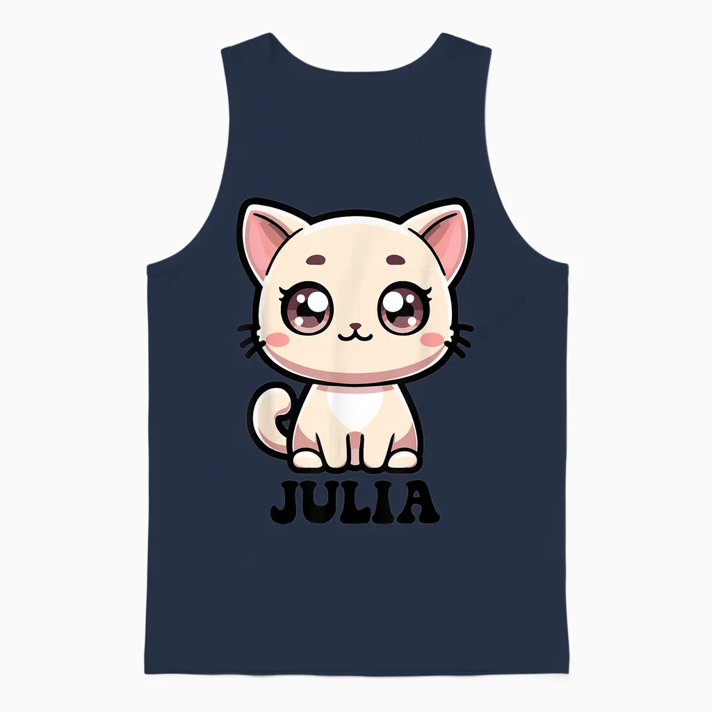 Julia Motif Chat Mignon Pour Fille Nom Julia Unisex Tank Top in Navy