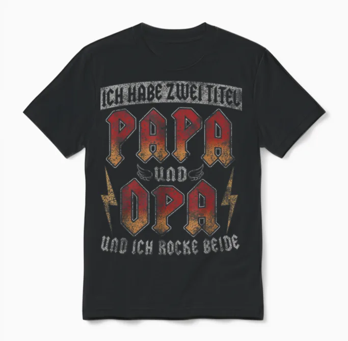 Vintage Großvater Spruch Ich Habe Zwei Titel Papa Und Opa Unisex T-Shirt in Black