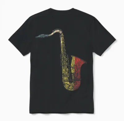 Saxophone Retro Vintage Unisex T-Shirt - Black