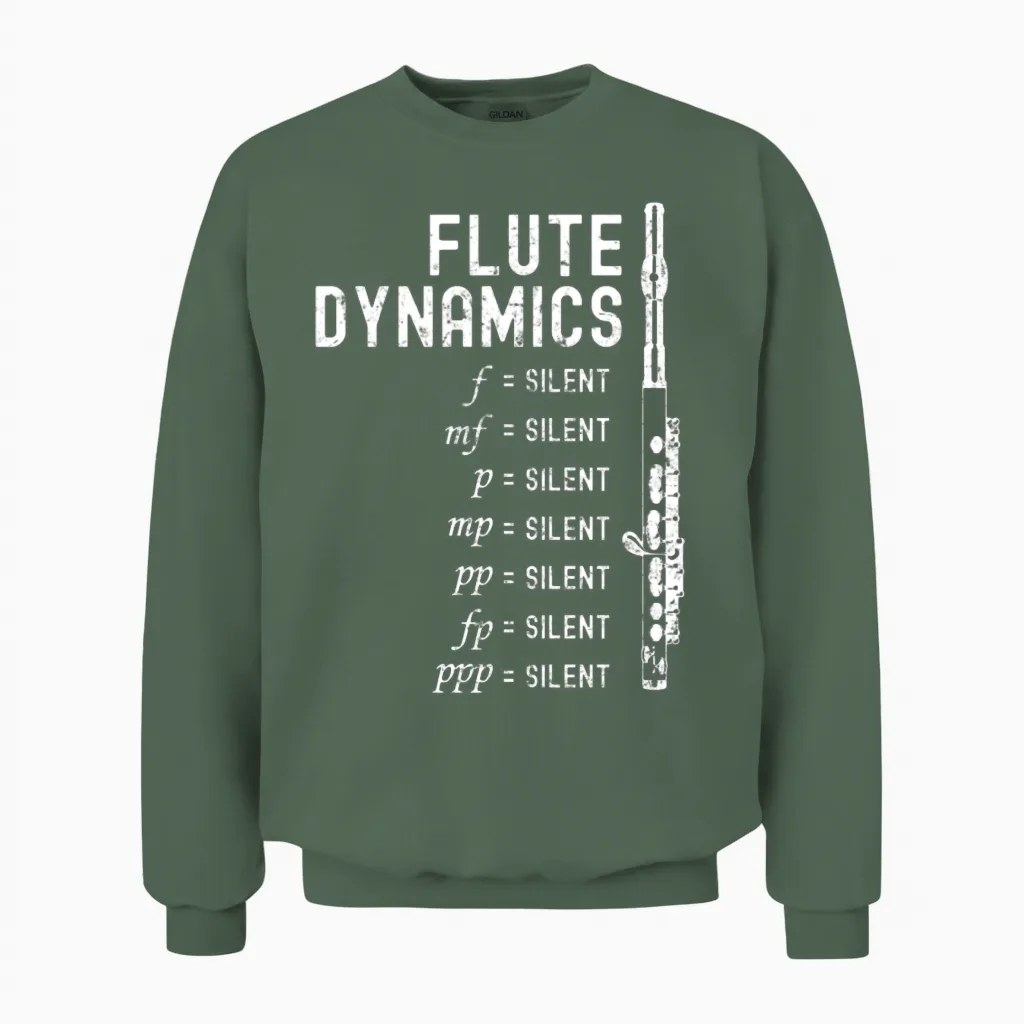 Flute Flutist Orchestra Band Bands Unisex Sweatshirt in Military Green