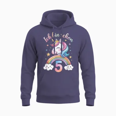 Ich Bin Schon 5 - Schönes Mädchen Geburtstag Unisex Hoodie - Heather Sport Dark Navy