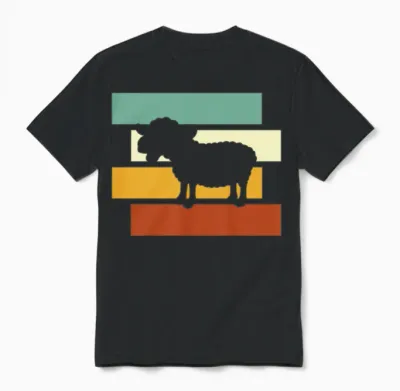 Sheep Retro Unisex T-Shirt - Black