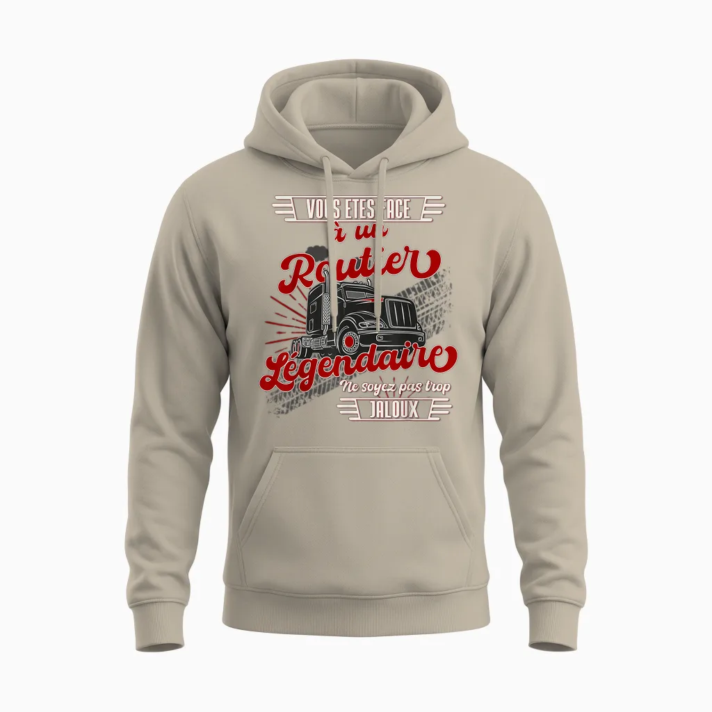 Road Humour Truck Driver Heavy Duty Vintage T-Shirt, Black Unisex Hoodie in Sand