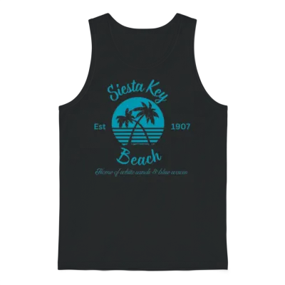 Siesta Key Beach, Florida Est 1907 Teal Unisex Tank Top - Black
