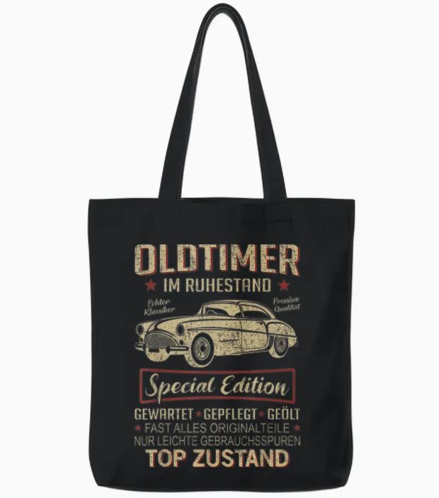Oldtimer Im Ruhestand Pensionär Rente Rentner Spruch Tote Bags in Black