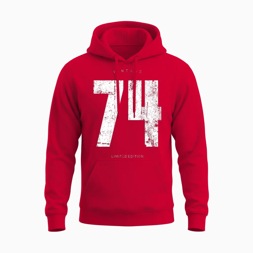 Vintage 74 Limited Edition Graphic Unisex Hoodie in Red