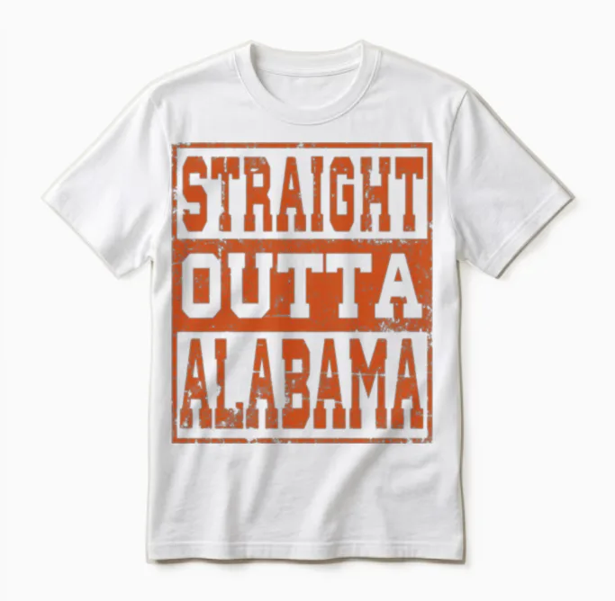 Alabama Straight Outta Alabama Vintage Unisex T-Shirt in White