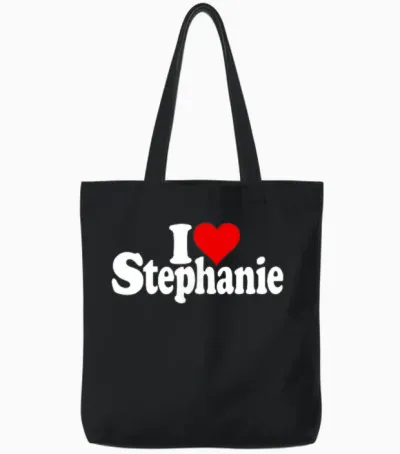 T-Shirt Avec Inscription « I Love Heart Stephanie Steph » Tote Bags - Black