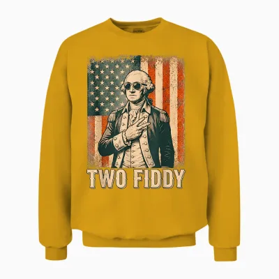George Washington Two Fiddy 250 Anniversary Funny July 4th Unisex Sweatshirt - Gold
