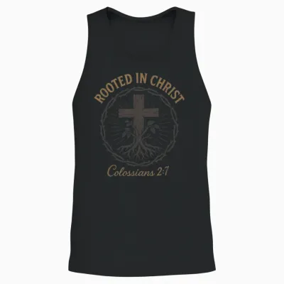Verwurzelt in Christus – Christliches Jesus-Kreuz Unisex Tank Top - Black