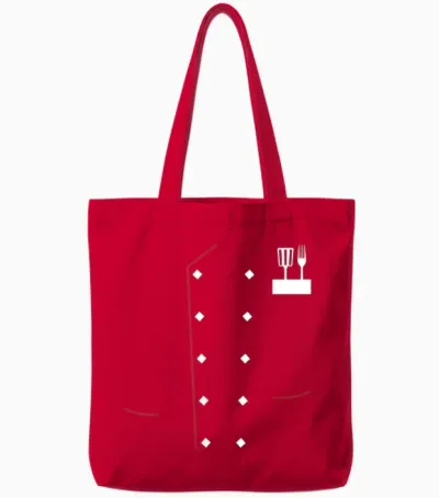 Chef Uniform Jacket Faux Cook Chef Master Cooking Costume T-Shirt, Black, S Tote Bags - Red