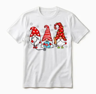 Nurse Christmas Gnomes Xmas Scrub Top Er Rn Nursing Gnomies Unisex T-Shirt - White
