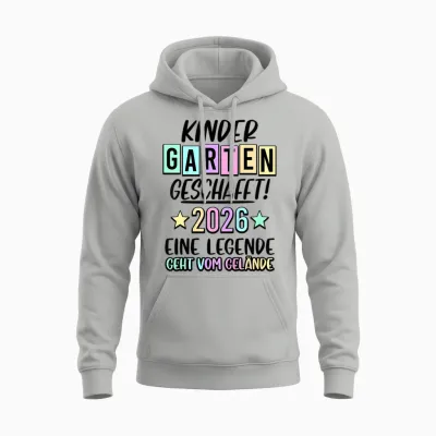 Kinder Bye Bye Kindergarten Geschafft 2025 Kita Abschluss Unisex Hoodie - Ash