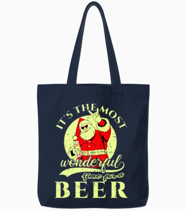 The Most Wonderful Time for a Beer Tote Bags in Navy