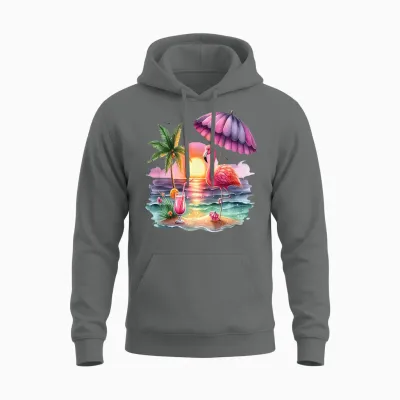Flamingo Rosa Urlaub Tropischer Strand Sommer Frauen Badesee Unisex Hoodie - Graphite Heather