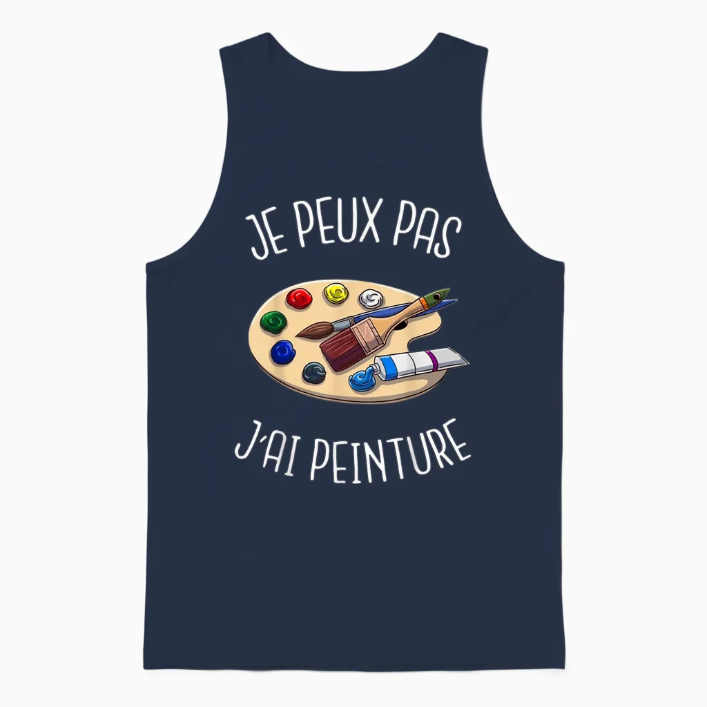 Je Peux Pas J'ai Painting Humour Gift of Painter T-Shirt, Black, S Unisex Tank Top in Navy