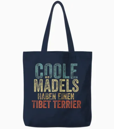 Coole Mädels Haben Einen Tibet Terrier T-Shirt, Black Tote Bags - Navy