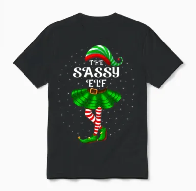 The Sassy Elf Christmas Unisex T-Shirt - Black