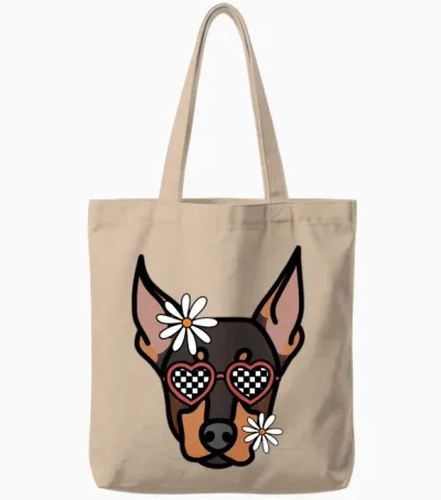 Doberman Retro Dog Tote Bags - Natural