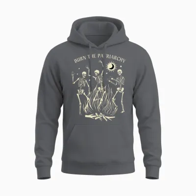 Burn the Patriarchate Funny Feminist Halloween Unisex Hoodie - Charcoal