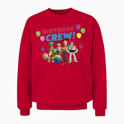 Disney and Pixar's Toy Story Family Party Birthday Crew T-Shirt, Black Unisex Sweatshirt - Red