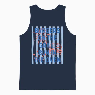 Burgers on the Grill Bun in the Oven Announcement Unisex Tank Top - Navy