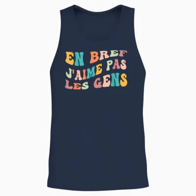 En Bref J'aime Pas Les Gens Drôle Cadeau Humoristique Humour Unisex Tank Top - Navy