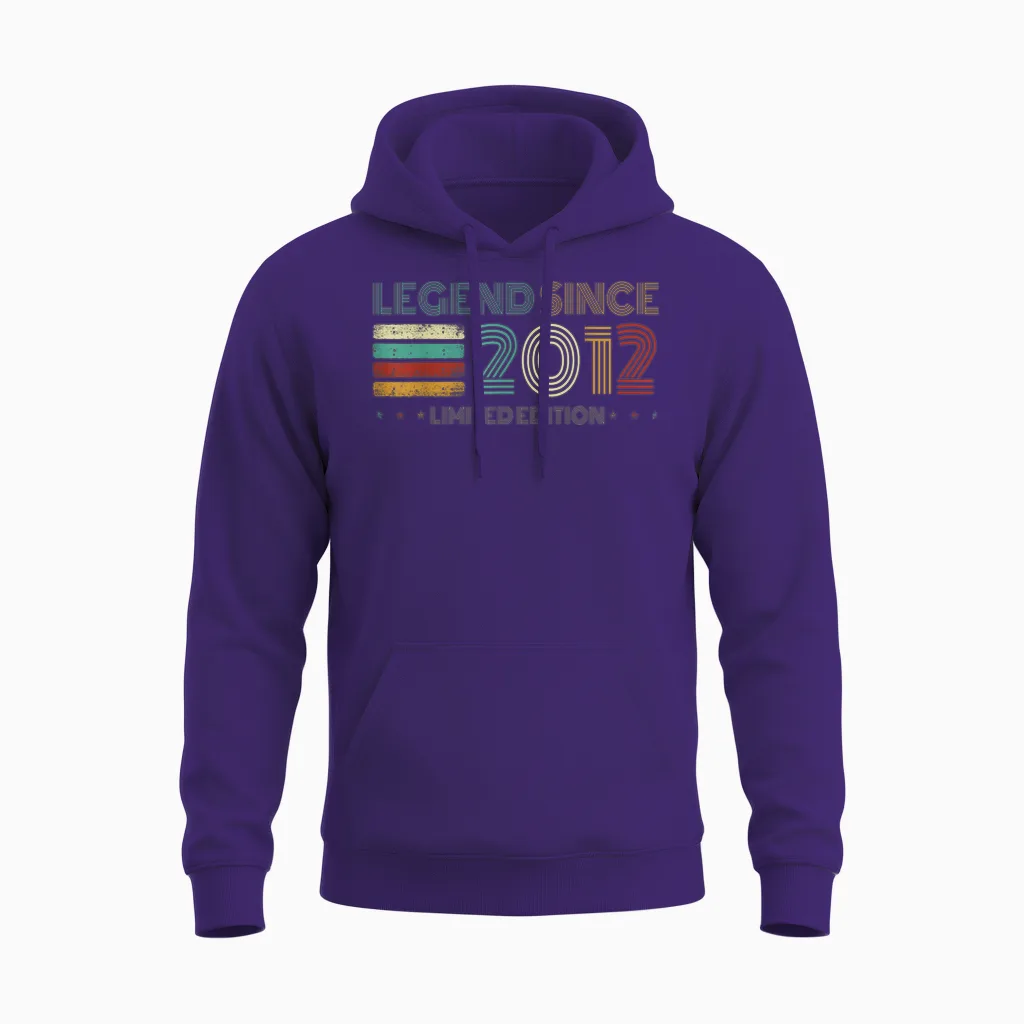 13 Years Old Legend Since 2012 13th Birthday Unisex Hoodie in Purple