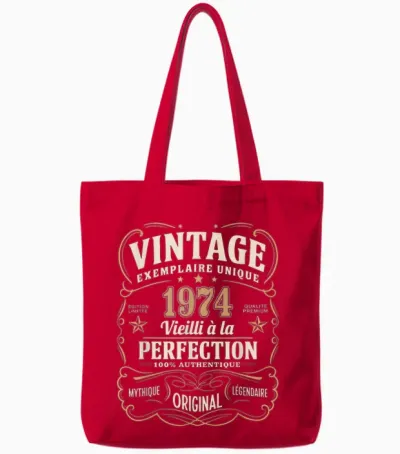 51 Years Man 1974 Birthday T Shirt 51 Years Man 1974 T-Shirt, Black, S Tote Bags - Red