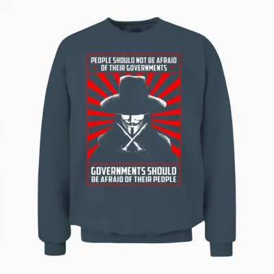 V for Vendetta - Governments Should Be Afraid Unisex Sweatshirt - Dark Heather