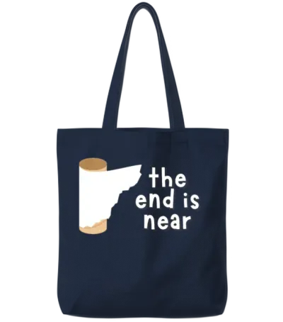 The End Is Near, Funny Tote Bags - Navy