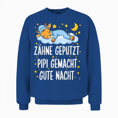 Schlafshirt Pyjama Nachthemd Zähne Geputzt Giraffe Kinder Unisex Sweatshirt - Royal