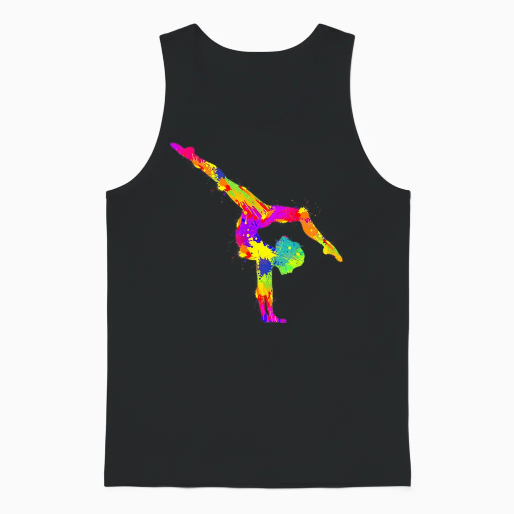 Gymnastics Women's Girls' Children's T-Shirt, Black Unisex Tank Top in Black