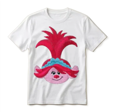 Trolls Poppy Embroidery Design Unisex T-Shirt - White