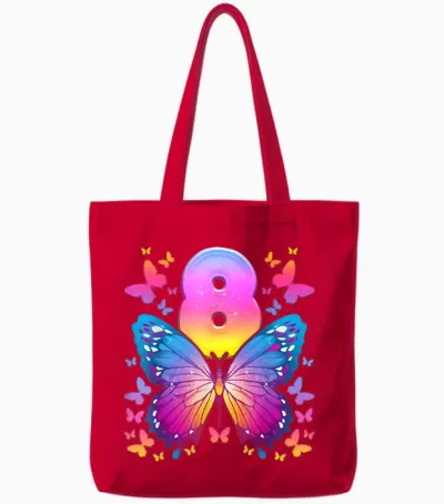 8. Geburtstag, Mädchen 8 Jahre, Schmetterling, Nummer 8 Tote Bags - Red