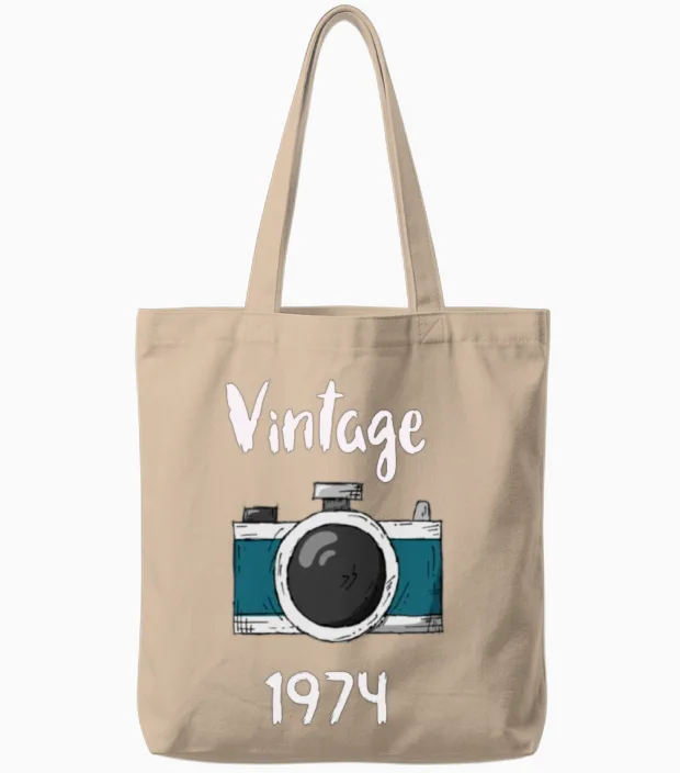 Vintage 1974 Tote Bags in Natural