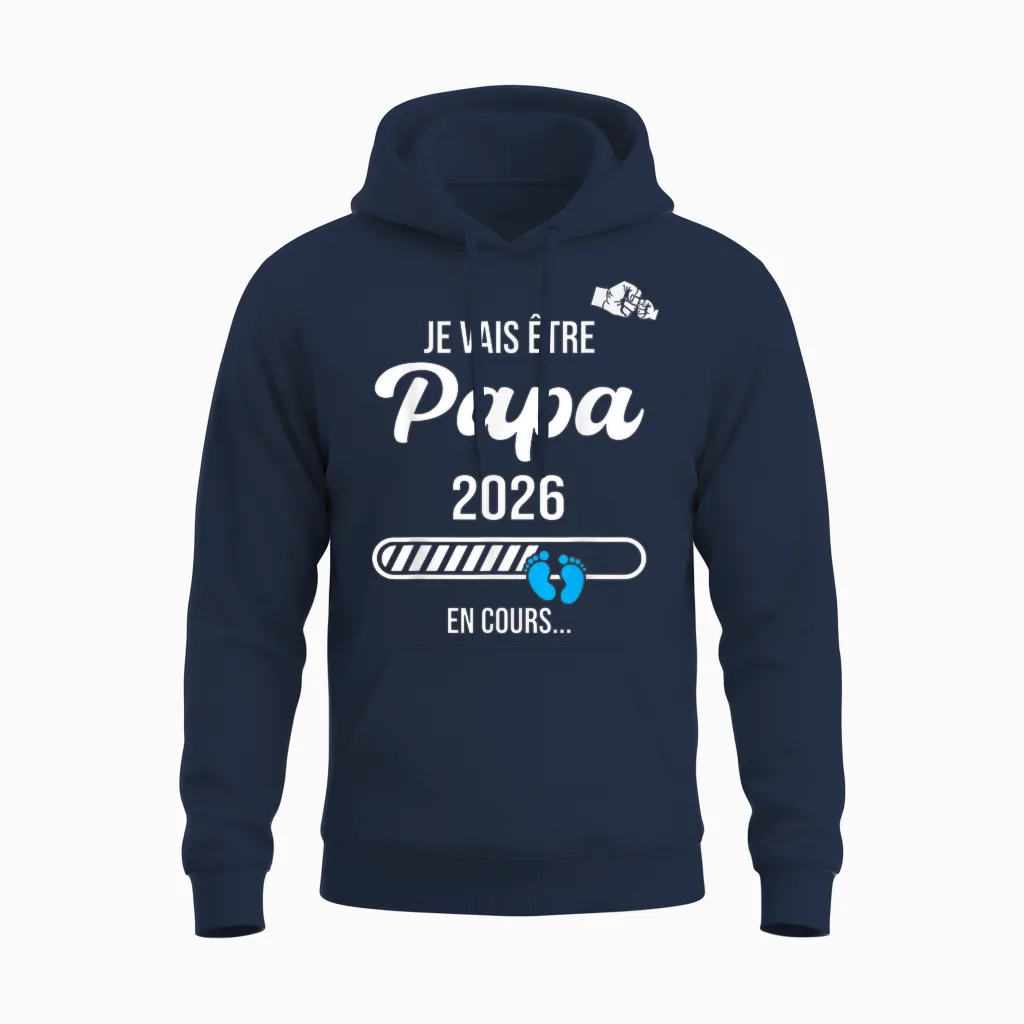Je Vais être Papa 2026, Future Papa 2026 Unisex Hoodie in Navy