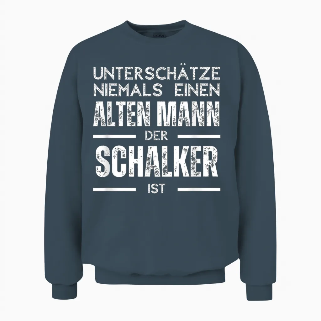 Unterschätze Niemals Einen Alten Mann - Schalker T-Shirt, Black Unisex Sweatshirt in Dark Heather