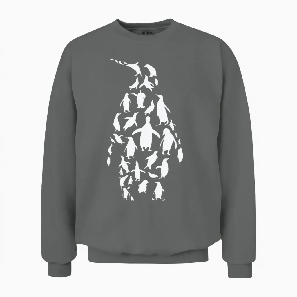 Penguin Penguins Silhouette Unisex Sweatshirt in Graphite Heather