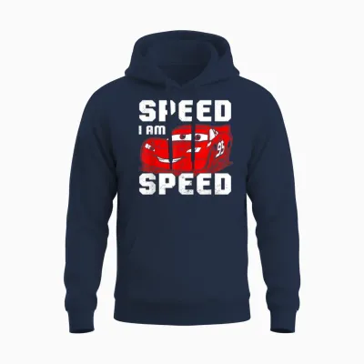 Disney Pixar Cars Lightning Mcqueen Speed I Am Speed Unisex Hoodie - Navy