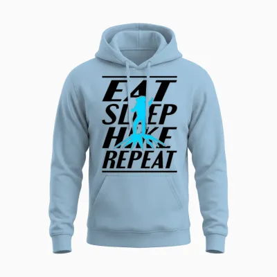 Eat Sleep Hike Unisex Hoodie - Light Blue