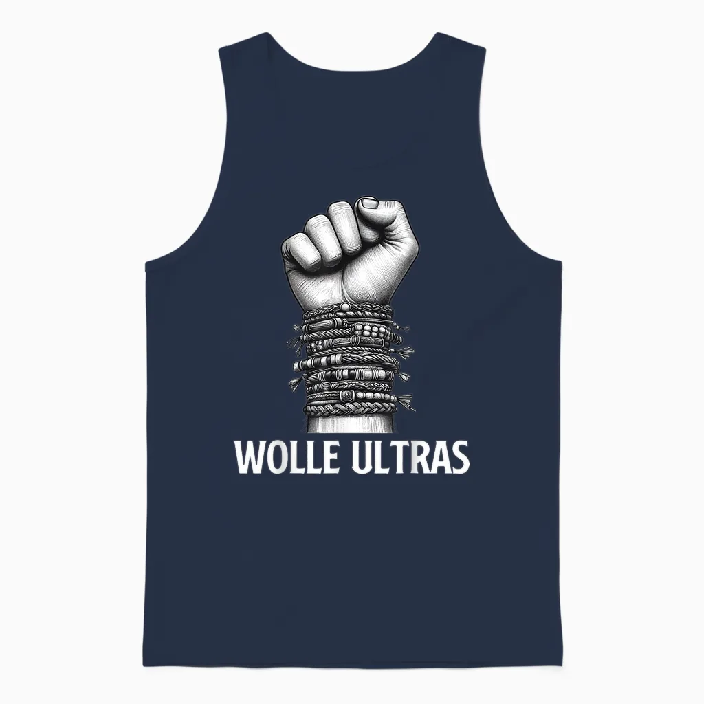 Wool Ultras Wolfgang Malle Party Apres Ski T-Shirt, Black Unisex Tank Top in Navy