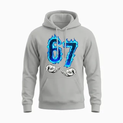 6 7 Meme Six Seven 67 Hands Meme Funny Men Girls Boys Unisex Hoodie - Ash